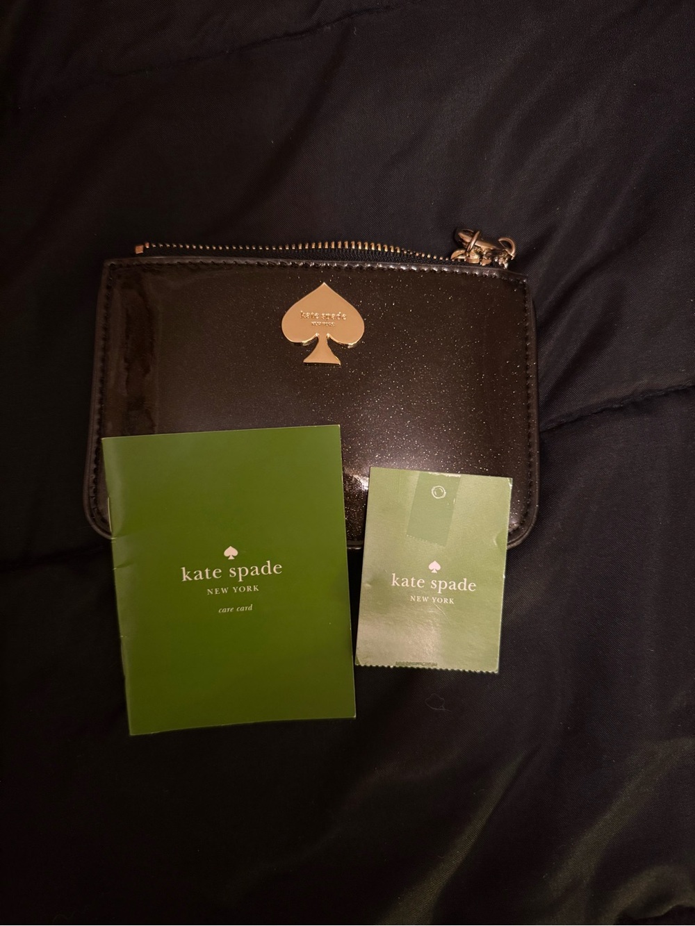 Kate Spade Black Glitter Coin Pouch From The Glitter Bug Collection